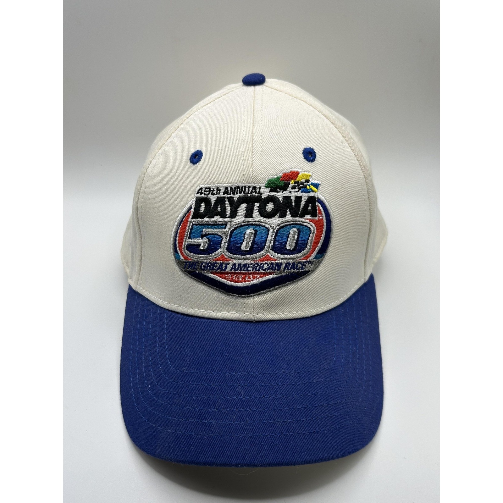 Daytona 500 49th Annual Hat Cap Snap Back Mens One Size White Nascar Racing